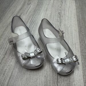 Mini Melissa Silver Bow Shoes